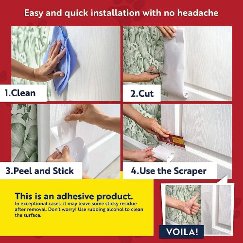 Door Protector from Dog Scratching Durable Cat Protector Tape Anti Scratch Guard Deterrent Tape for for Furniture, Window, Wall