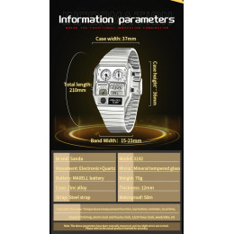 SANDA 3192 Hot-selling LED Electronic Square Men's Youth Casual Multi-function Thermometer Stopwatch Chronograph Men’s Watch