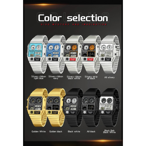 SANDA 3192 Hot-selling LED Electronic Square Men's Youth Casual Multi-function Thermometer Stopwatch Chronograph Men’s Watch