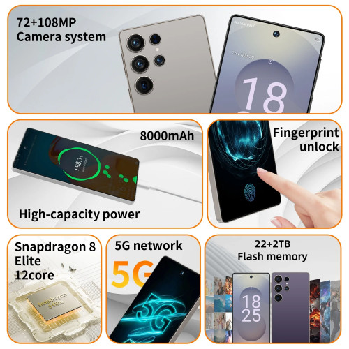 HOT 2025 new S26 Ultra original intelligent 5G dual card dual standby Android 14 system global version phones 8000mAh battery - 202192403
