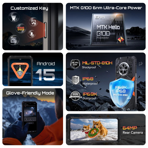 Cubot kingkong power 5, Rugged Smartphone Android 15, 15300mAh Battery, 6.88" 120Hz Screen, 16GB RAM (6+10), 128GB ROM, MTK G100 - 509