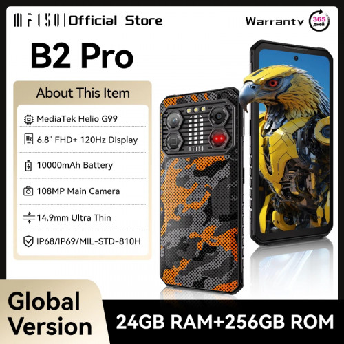 IIIF150 B2 Pro Rugged Smartphone Android Cell Phone G99 120Hz 6.8'' Screen 24GB RAM 256GB ROM 108MP Camera 10000mAh 30W Charge - 509