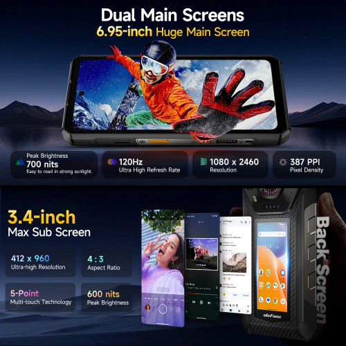 【World Premiere】Ulefone Armor 30 Pro 5G Rugged Phone Android 14 Smartphone 6.9" 120Hz 32GB+512GB 12800mAh Night Camera 64MP NFC