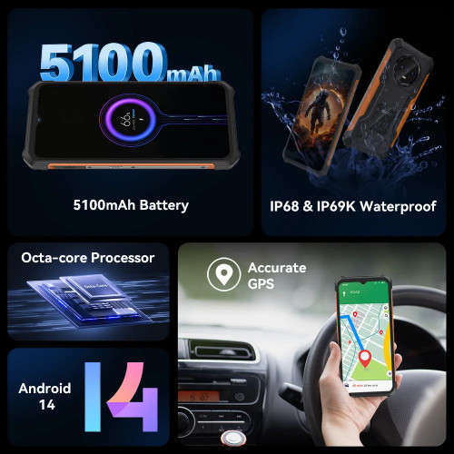 Cubot KingKong ES Ultra-thin Rugged Android Smartphone, 16GB RAM(6GB+10GB), 128GB ROM, 6.56" 90Hz Screen, 48MP Camera, 4G Phone - 509