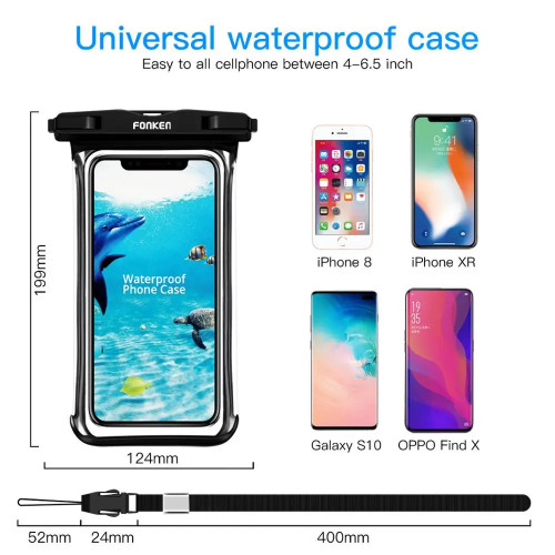 FONKEN Full View Waterproof Case for Phone Underwater Snow Rainforest Transparent Dry Bag Swimming Pouch Big Mobile Phone Covers - 202192403