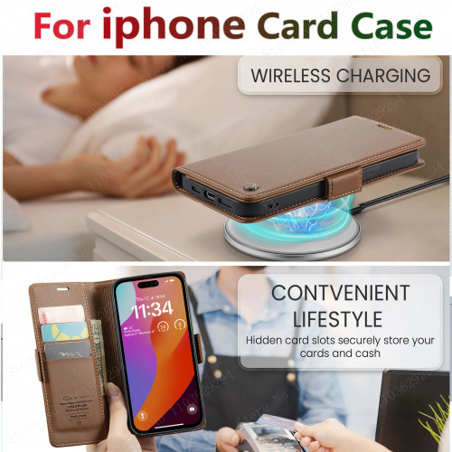 Iphone 16 Pro Max Case Iphone 15 13 14 12 11 Pro Max SE X XR XS 8 7 6 6S Plus Card holder Wallet cover With Leather Phone Case