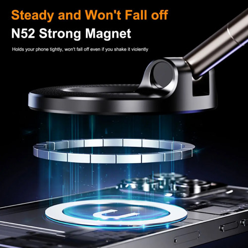 Universal Strong Magnetic Car Phone Holder Foldable Design 360° Adjustable Vacuum Mount for Car Desk Bathroom
