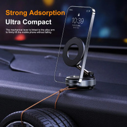 Universal Strong Magnetic Car Phone Holder Foldable Design 360° Adjustable Vacuum Mount for Car Desk Bathroom