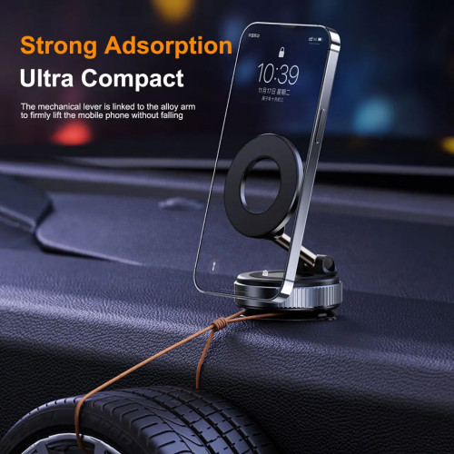 Universal Strong Magnetic Car Phone Holder Foldable Design 360° Adjustable Vacuum Mount for Car Desk Bathroom