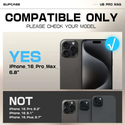 For iPhone 16 Pro Max Case 6.9“ 2024 SUPCASE UB Pro Mag Full Body Rugged Phone Case with Built-in Screen Protector Belt-Clip