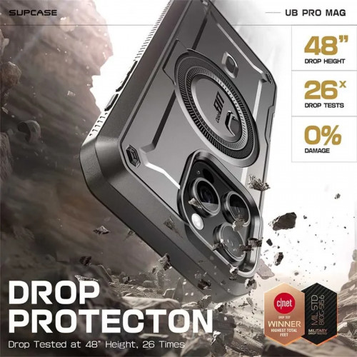 For iPhone 16 Pro Max Case 6.9“ 2024 SUPCASE UB Pro Mag Full Body Rugged Phone Case with Built-in Screen Protector Belt-Clip