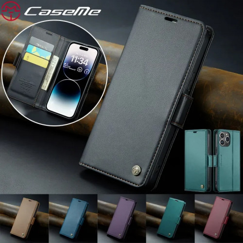 CaseMe Flip Leather Phone Case for iPhone 16E 16 Pro Max 15 Plus 14 13 12 11 XR XS X SE 2022 Magnetic Wallet Card Cover Coque