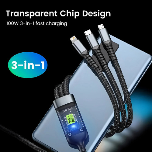 6A 3in1 Fast Charging Cable USB Type C Type-C Mobile Phone Cable for iPhone X Xiaomi Oneplus Realme Poco USB Micro Cables