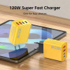 Quick Charge 3.0 Fast Charger Muti Total 120W 4 Port USB Type C PD Mobile Phone Wall Adapter for iPhone 16 Samsung S24 Xiaomi 15