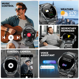 EIGIIS New Smart Watch KE6 1.43" AMOLED Display Men Black Sports Watch KE Series Bluetooth Call Health Monitor IP68 Waterproof