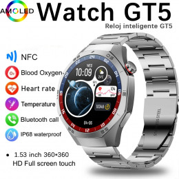 For HUAWEI GT5 Pro GPS NFC Smart Watch Men 360*360 AMOLED Screen Heart rate Bluetooth Call IP67 Waterproof Man Smartwatch 2025 