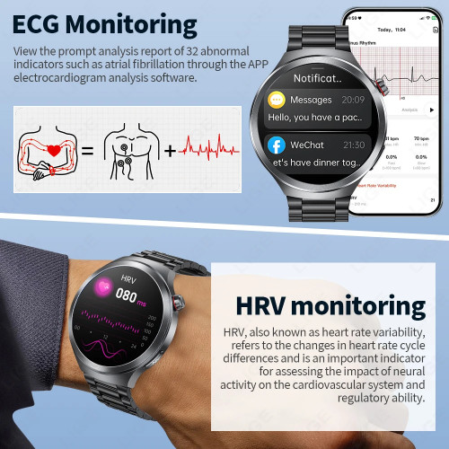 LIGE 2025 ECG Smart Watch Men 1.73” AMOLED Screen Emotional Detection Fatigue Monitoring Watches NFC Access Control Smartwatch - 44