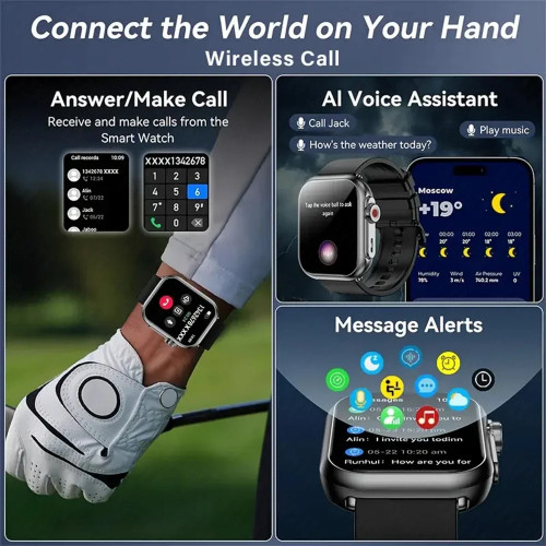 2025 New AI voice Smart Watch Men Women 1.85 inch 1000mAh IP68 Bluetooth Call  Blood Pressure Heart Rate 100+ Sports Smart Watch