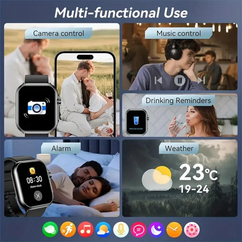 2025 New AI voice Smart Watch Men Women 1.85 inch 1000mAh IP68 Bluetooth Call  Blood Pressure Heart Rate 100+ Sports Smart Watch