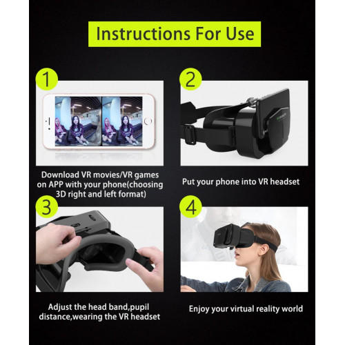 Xiaomi G10 4K Giant Screen Virtual Reality 3D Glasses Google Cardboard Box VR Helmet for 4.7-7" Phone Game Controller Player - 44