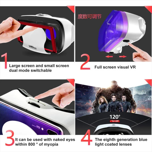 VR Virtual Reality 3D Smart Glasses Stereo Helmet Headset With Remote Controller For IOS Android Smartphones Virtual World 7" - 44