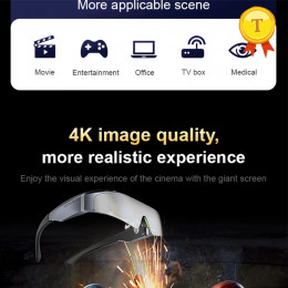 Head Mounted 512GB memory 3D Android system Video Smart Glasses 3DVR 4k OLED Giant Screen HDMI USB Eyeglasses connect to mobiles - 44