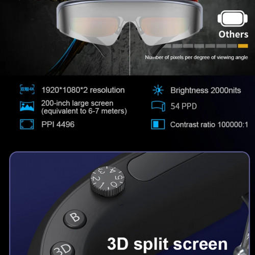 Head Mounted 512GB memory 3D Android system Video Smart Glasses 3DVR 4k OLED Giant Screen HDMI USB Eyeglasses connect to mobiles - 44