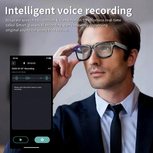 LIGE AI Smart Glasses 720P Camera Video Recorder Bluetooth Call 260mAh Battery Voice Assistant Control Sunglasses For Men Women - 44