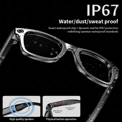 LIGE AI Smart Glasses 720P Camera Video Recorder Bluetooth Call 260mAh Battery Voice Assistant Control Sunglasses For Men Women - 44