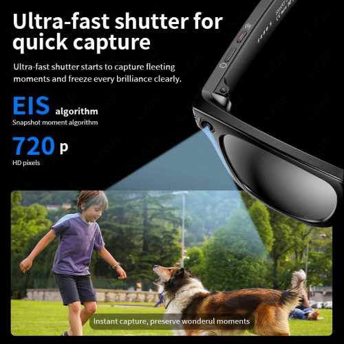 LIGE Camera Smart Sunglasses Video Recording AI Photo Recognition Eyeglasses Wireless Bluetooth Call Glasses Sports Headphones - 44