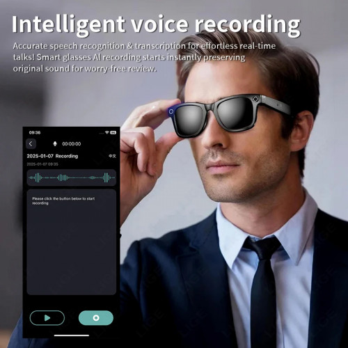 LIGE Camera Smart Sunglasses Video Recording AI Photo Recognition Eyeglasses Wireless Bluetooth Call Glasses Sports Headphones - 44