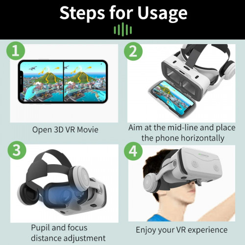 3D Viar Phone Virtual Reality VR Glasses Helmet Headset Smart Devices Lenses Goggles For Smartphones Cell Controllers Headphone - 44