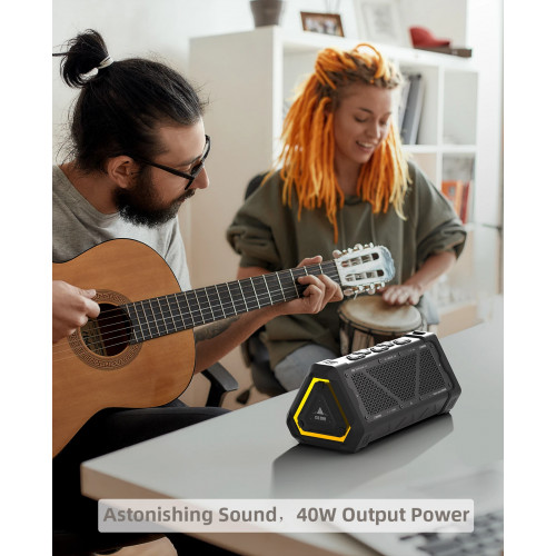 MLOVE P3 Outdoor Bluetooth Speaker, 40W Output Power Bluetooth 5.3 Speaker ,Stereo Sound IPX7 Waterproof,Micro SD Card,RGB Light