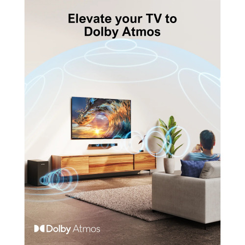 ULTIMEA 2.1 Soundbar with Dolby Atmos for Smart TV,Bluetooth Sound Bar with Subwoofer,3D Surround Sound System for TV Speakers
