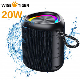 WISETIGER A46 Max Portable Bluetooth Speaker Balanced/Subwoofer Sound Box BT5.3 Outdoor Speaker with LED Light, TF Slot &AUX-IN 