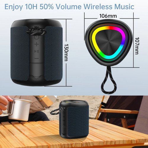 WISETIGER A46 Max Portable Bluetooth Speaker Balanced/Subwoofer Sound Box BT5.3 Outdoor Speaker with LED Light, TF Slot &AUX-IN
