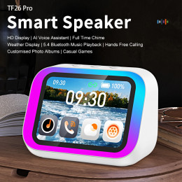 Smart Bluetooth Translator RGB Speaker 18 Languages Real-time Translation AI bluetooth 5.4 speaker with LCD display, game,alarm 