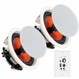Herdio 6.5'' 2PCS Bluetooth Ceiling Speakers 320 Watt Flush Mount In Wall Amplifier Receiver Perfect For Indoor Home Bathroom 
