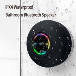 Mini Bluetooth Speaker Shower Subwoofer Waterproof Handsfree Loudspeaker RGB Light with Suction Cup Mic for Bathroom Pool Beach