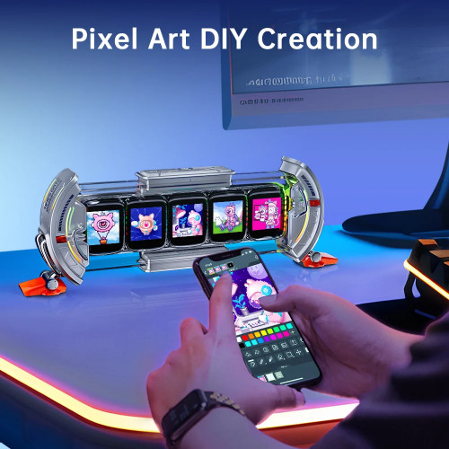 Divoom Times Gate Gaming Room Setup Digital Clock with Smart APP Control, WiFi Connect, RGB LED Display, Office Decor Cyberpunk
