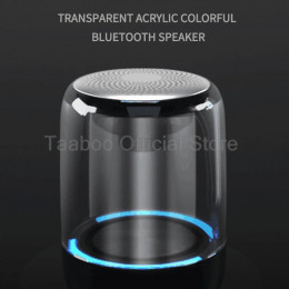 Wireless Bluetooth Speaker Desktop Portable Mini Subwoofer Glass Shell  Rechargeable LED Light Sound Box for Outdoor or Indoor