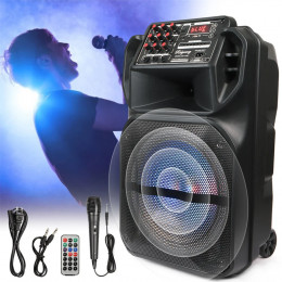 12" Rechargeable Bluetooth Party Speaker FM AUX Remote Control with Microphone Sound System Karaoke Dj Loud Speaker 