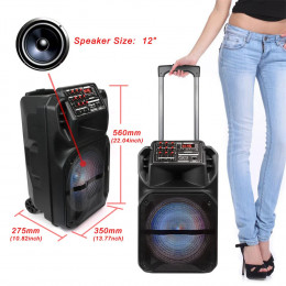 12" Rechargeable Bluetooth Party Speaker FM AUX Remote Control with Microphone Sound System Karaoke Dj Loud Speaker