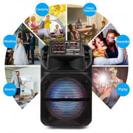12" Rechargeable Bluetooth Party Speaker FM AUX Remote Control with Microphone Sound System Karaoke Dj Loud Speaker