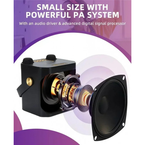 XIKCU High Power Karaoke Bluetooth Speaker Portable Stereo Surround Wireless Subwoofer with 2 Microphone Boombox Child Home Gift