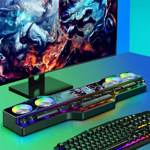 Wireless Bluetooth Game Speaker Soundbar USB 3D Stereo Subwoofer FM Home Clock Indoor Sound Bar Computer Loudspeaker Hot Sale