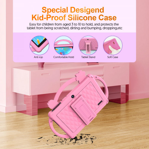 7-inch Android 13 children's tablet, 5G WiFi tablet, quad-core processor, 4GB (2g+2g-memory expansion) RAM+32GB ROM, with parent