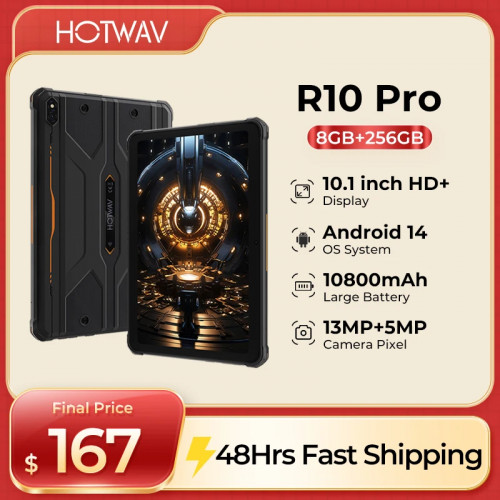 2025 HOTWAV R10 Pro Rugged tablet android 14 10.1'' HD+10800mAh battery PC 5MP+13MP Camera 8GB+256GB  8-core OTG Charging Tablet
