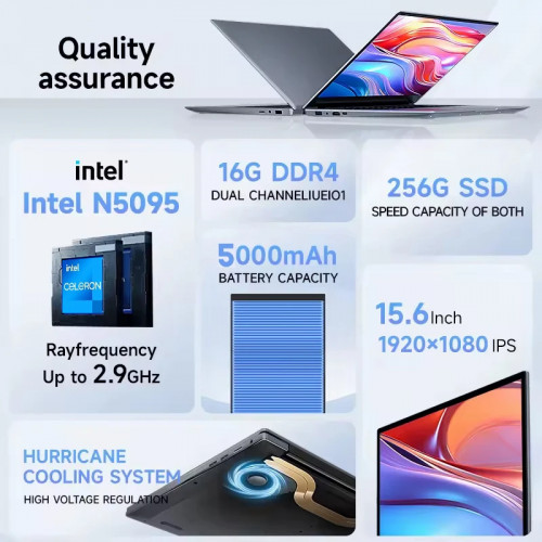 Xiaman 15.6 inch Laptop Computer Intel Celeron N5095 Notebook PC Gamer 16GB DDR4 1TB SSD Office Study Windows 11 1080P Laptops