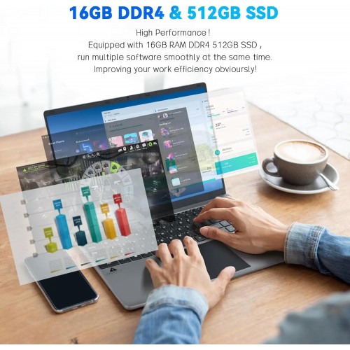 15.6 Inch Laptop Windows 11 Notebook 16G RAM 512GB SSD Quad-Core Intel Celeron N5095 Processors 1080P IPS FHD Laptop Computer